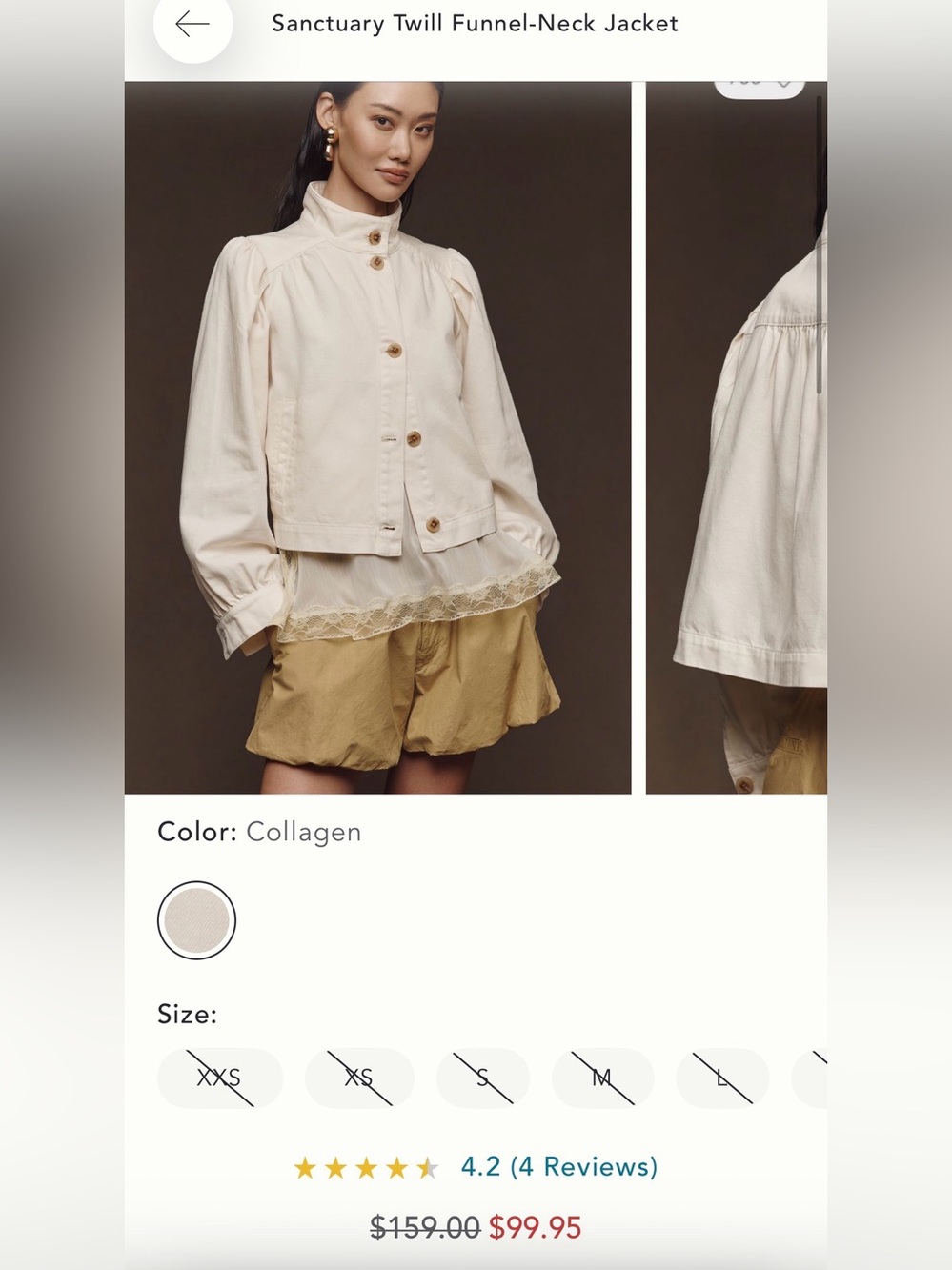Scoop Button Front Swing Jacket/Top-Cream - Picture 11 of 11
